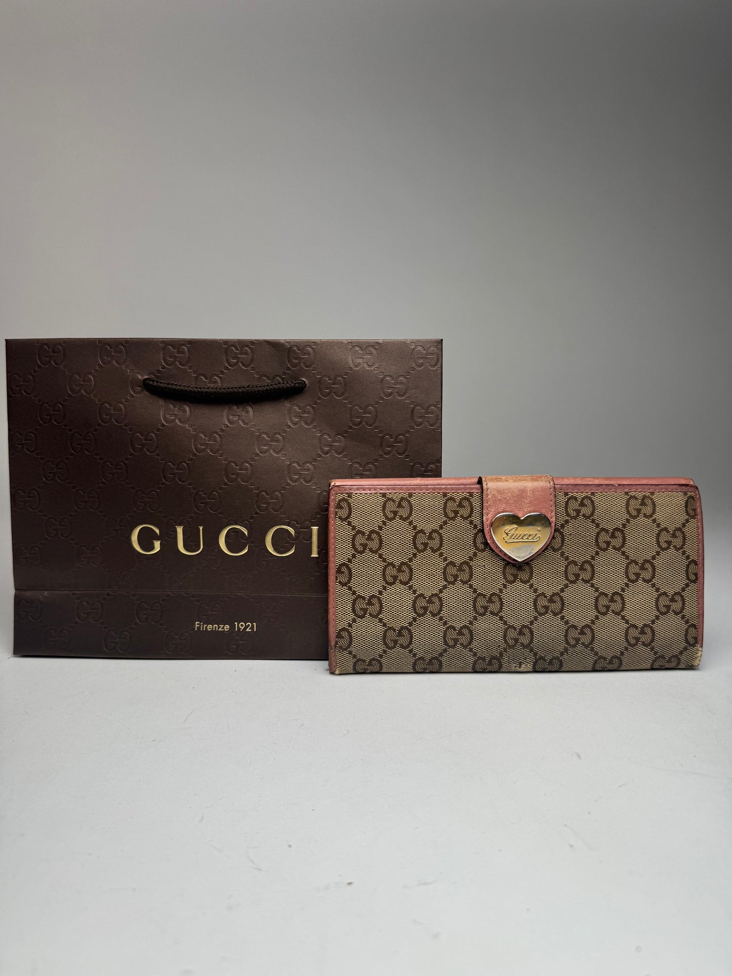 Vintage Gucci Monogram Wallet beige pink