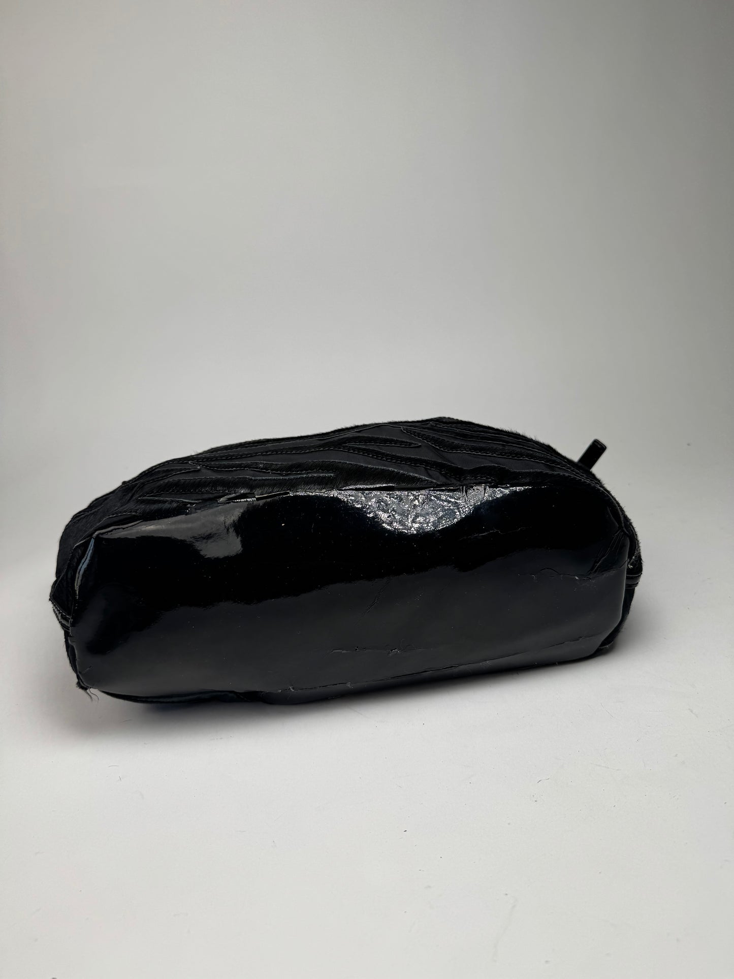 Sac vintage en cuir verni et fourrure Nightindale de Givenchy, noir