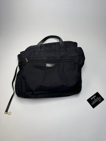 Vintage Chanel Canvas Monogram Shopper Black