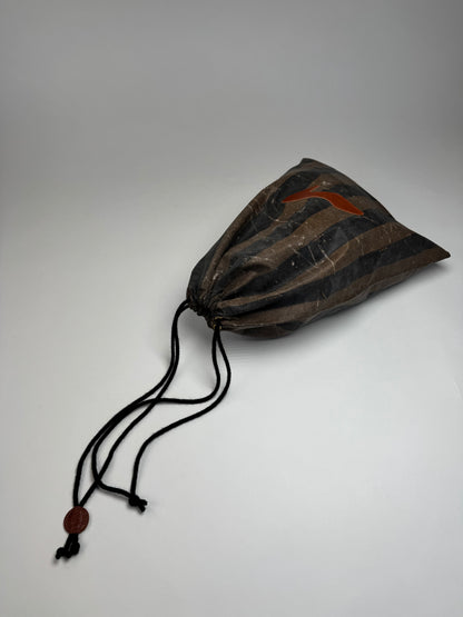 Vintage Fendi Roma Striped Leather Pouch / Bag brown striped