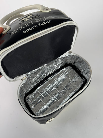 Vintage Courreges Paris Patent Leather Bag Black White