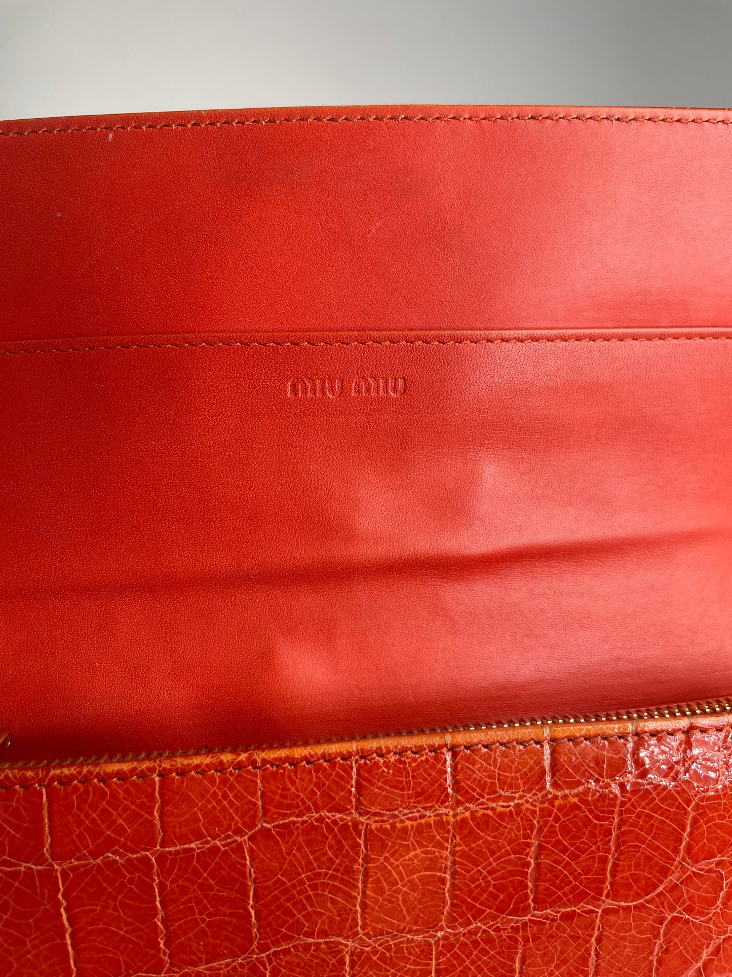 Portefeuille vintage en cuir Miu Miu orange