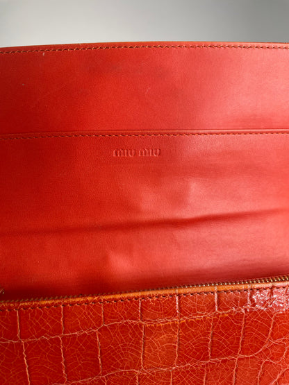 Portefeuille vintage en cuir Miu Miu orange