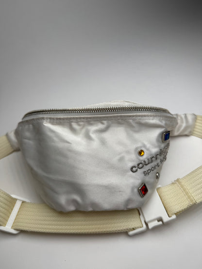 Vintage Courreges Paris Crossbody / Bum Bag Silver white