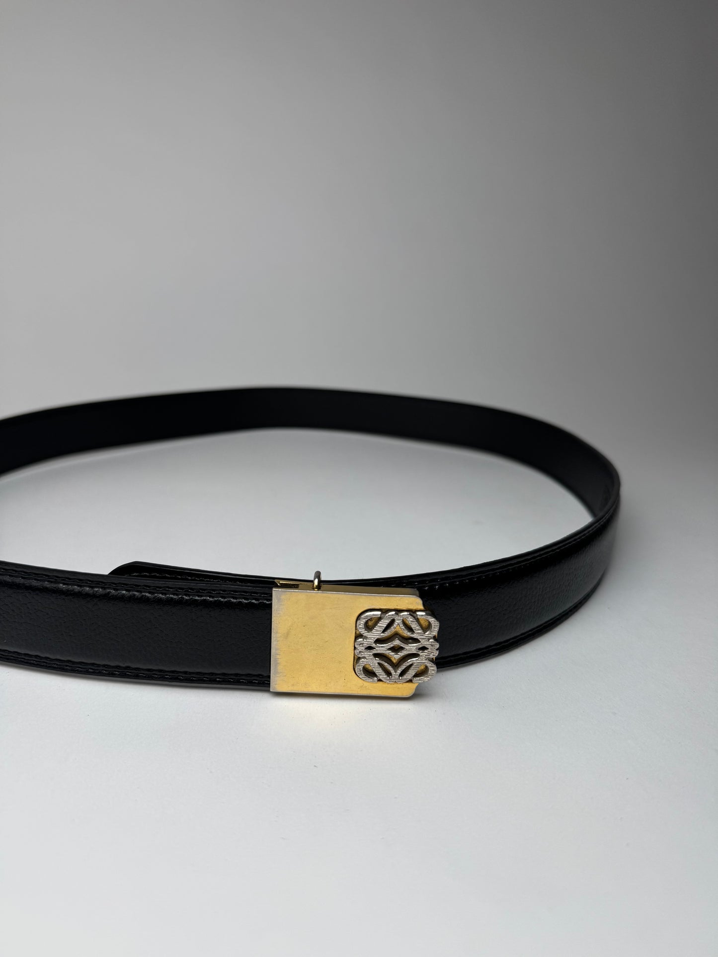 Vintage Loewe Madrid Leather Belt Black Amazona