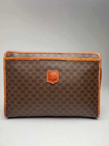 Vintage Celine Paris Leather Monogram Clutch brown