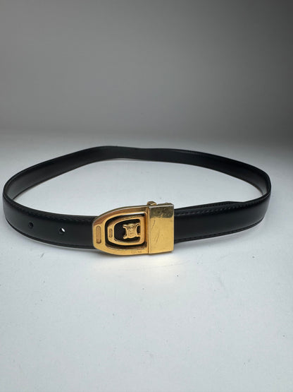 Vintage Celine Paris Leather Belt Black