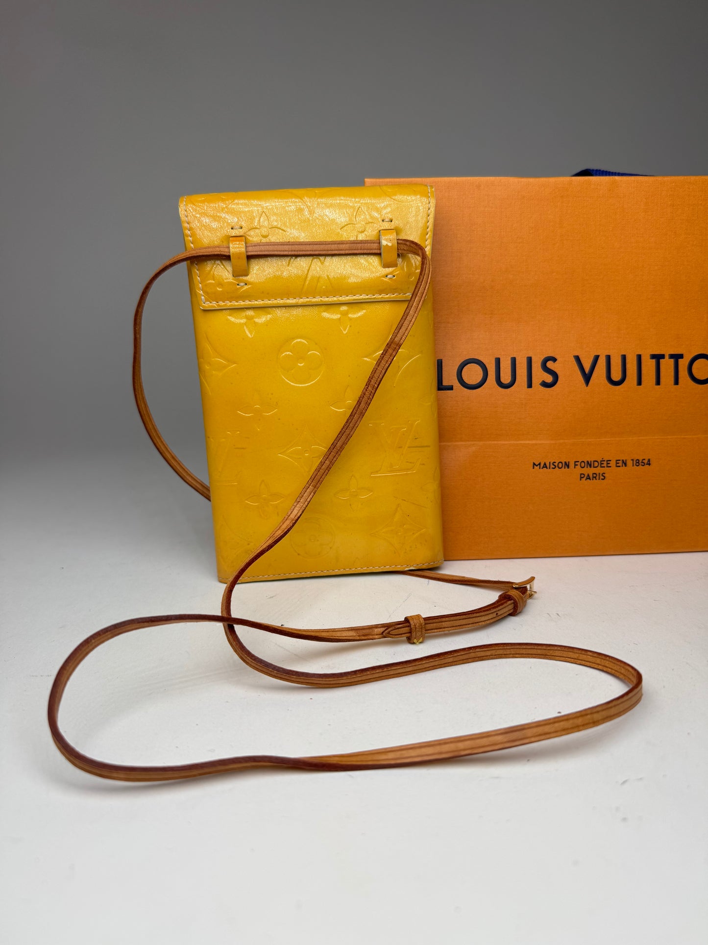 Vintage Louis Vuitton Vernis Leather Messenger Bag Yellow