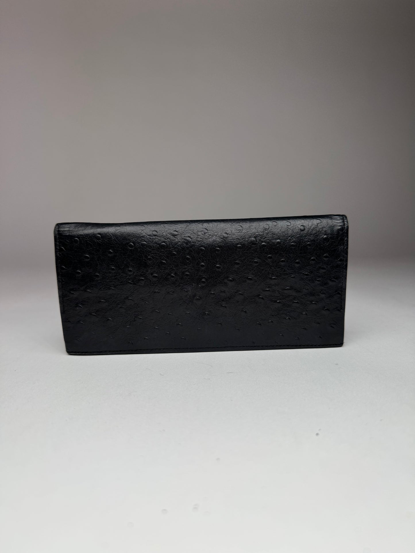 Vintage Givenchy Ostrich Leather card holder / ID holder Black