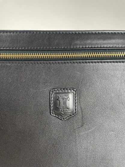 Vintage Celine Paris Triomphe Leather Clutch Black