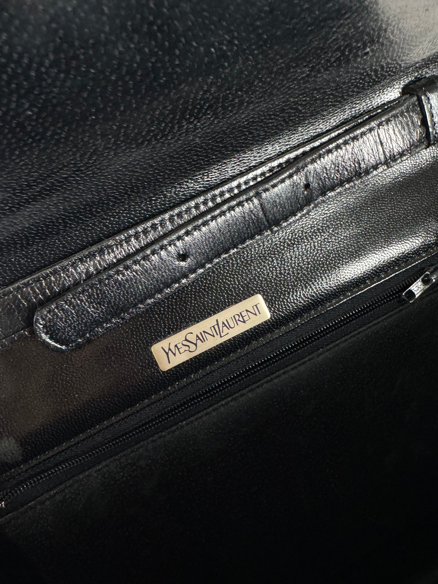 Vintage Yves Saint Laurent Snakeskin embossed leather bag black