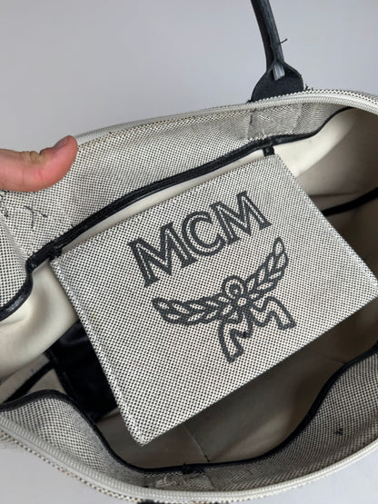Vintage MCM canvas / leather shopper grey black