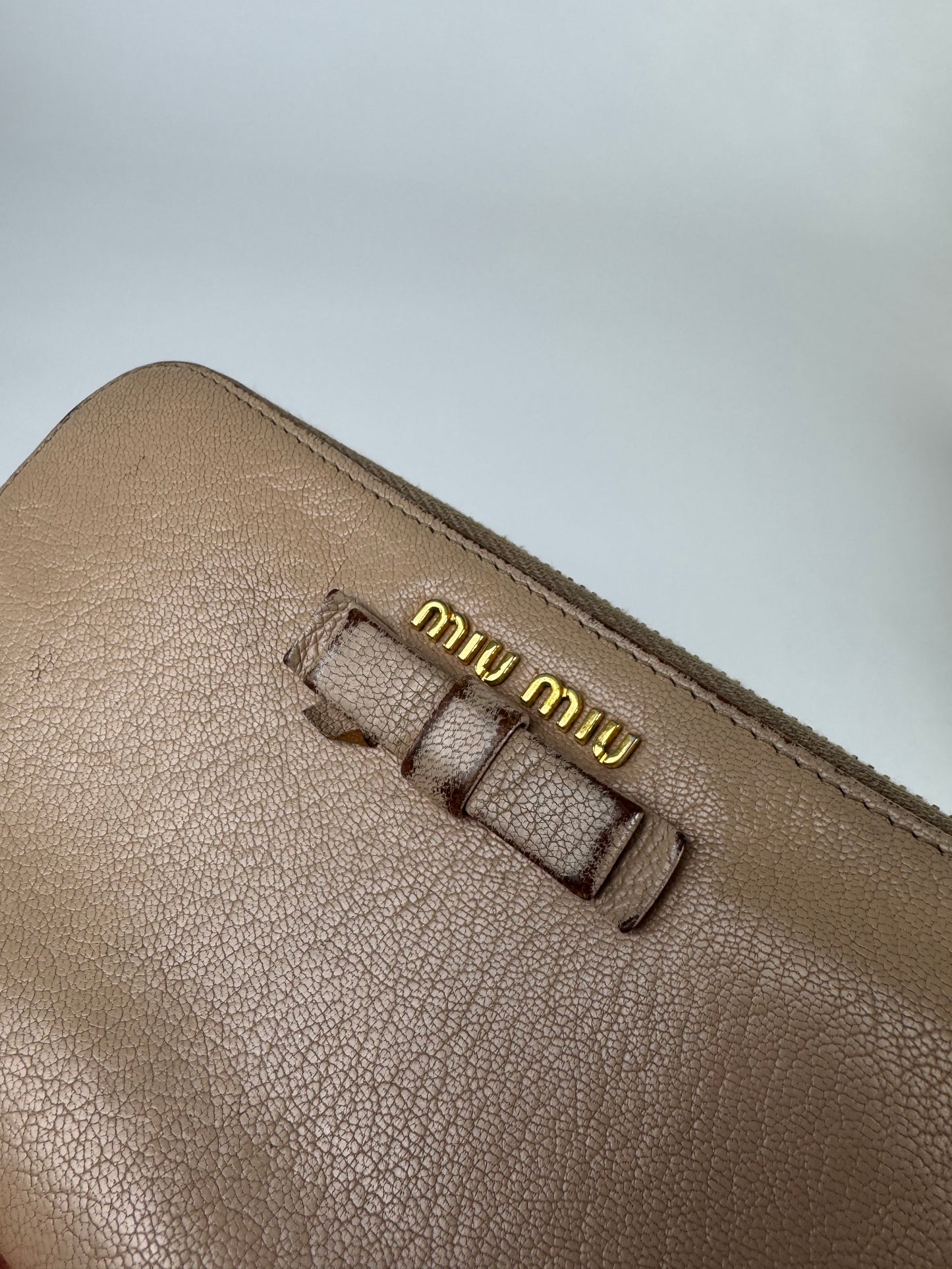 Vintage Miu Miu Leather Wallet Rose/beige