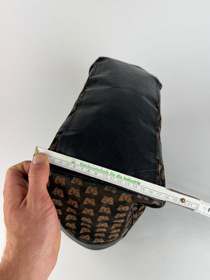 Vintage Bottega Veneta Suede Leather Monogramm Bag black brown