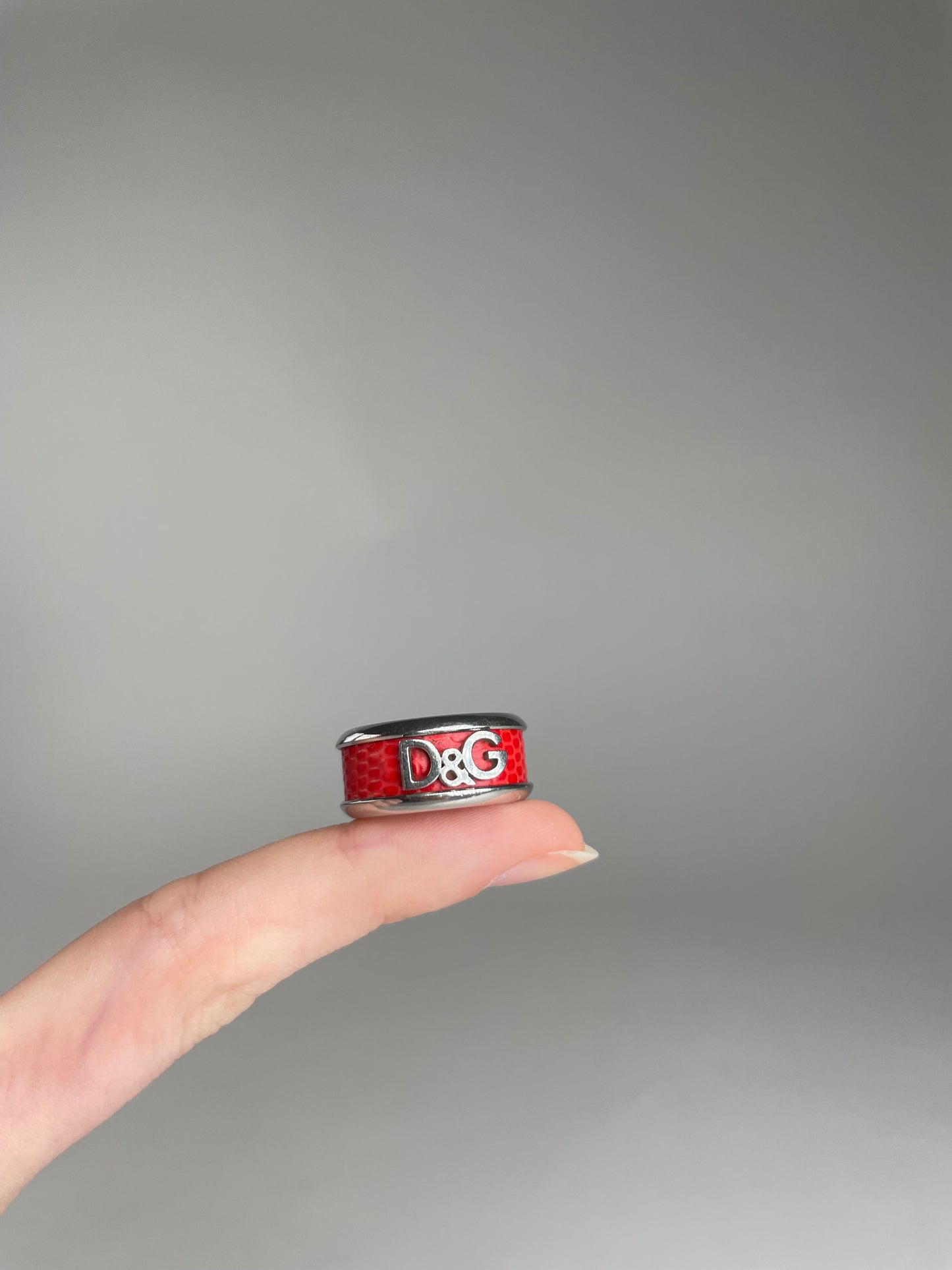 Vintage Dolce & Gabbana Steel Ring Silber/orange unisex