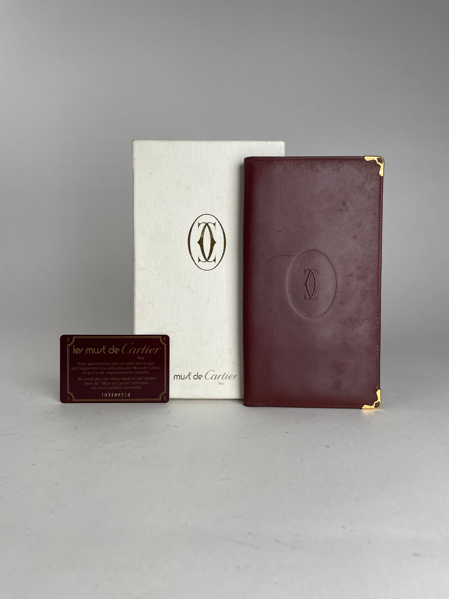 Vintage Cartier Leather ID Holder Burgundy