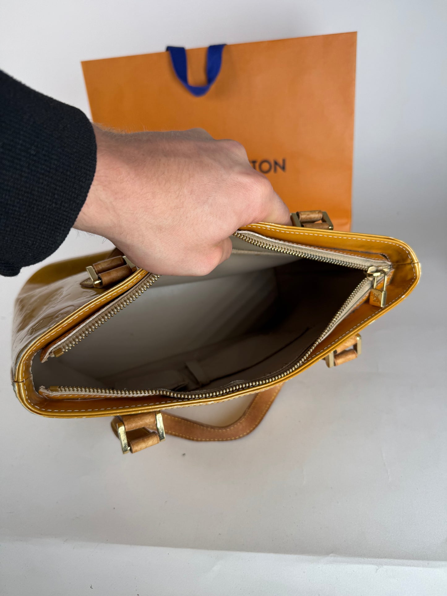 Vintage Louis Vuitton Vernis Leather Bag Yellow