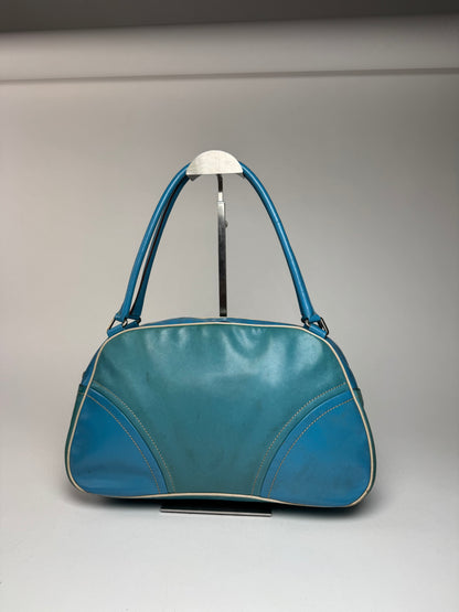 Sac bowling vintage en cuir Prada bleu