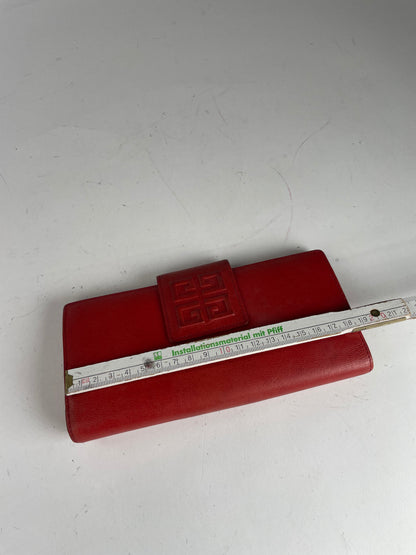 Vintage Givenchy GV3 Leather Wallet Red