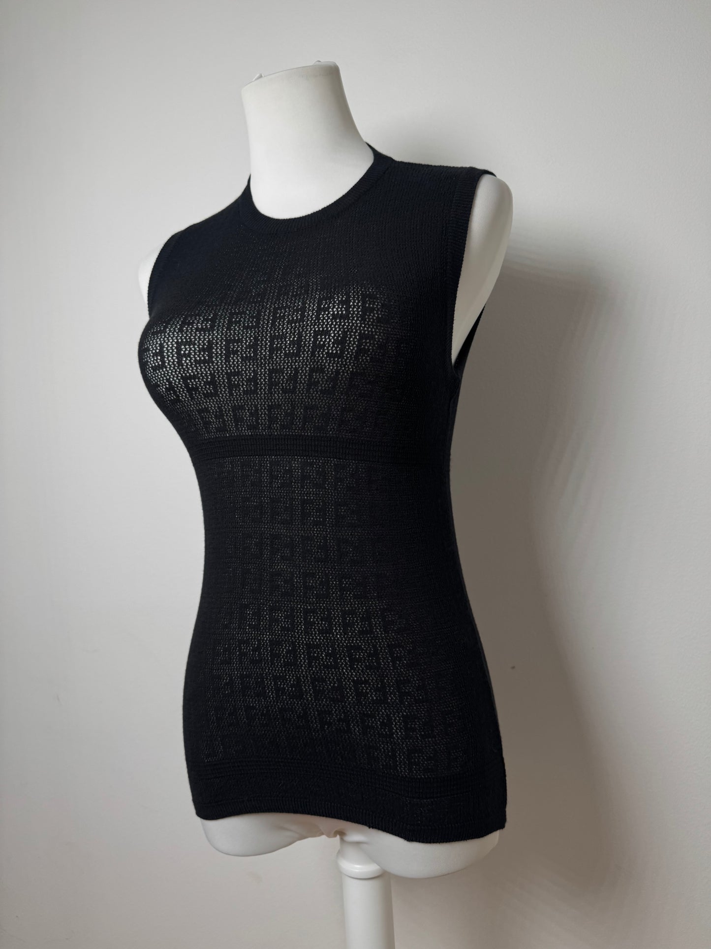 Vintage Fendi Monogram wool Dress Black 38/M