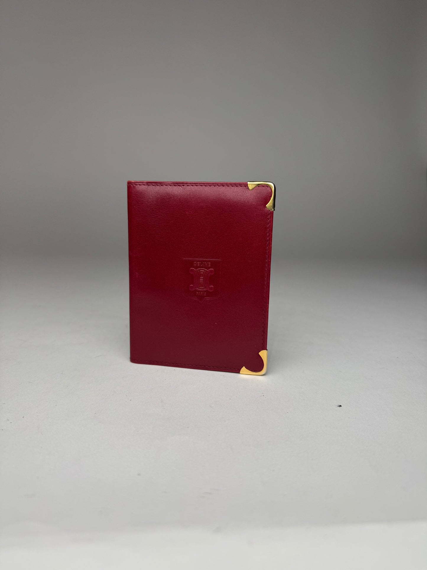 Vintage Celine Paris Leather Card Holder Dark Red