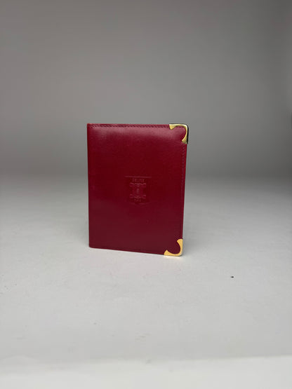 Vintage Celine Paris Leather Card Holder Dark Red
