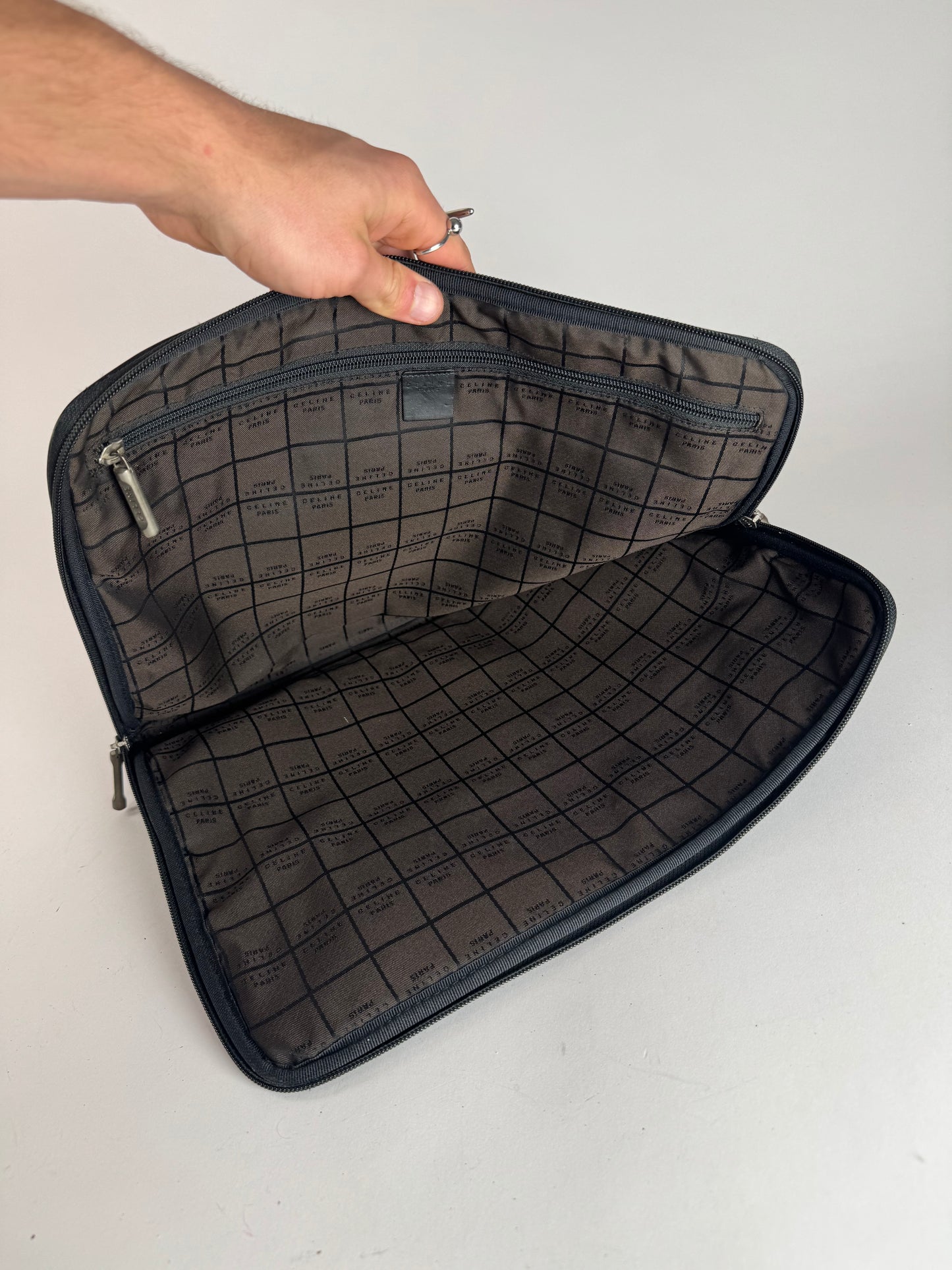 Vintage Celine Paris Leather Clutch Black