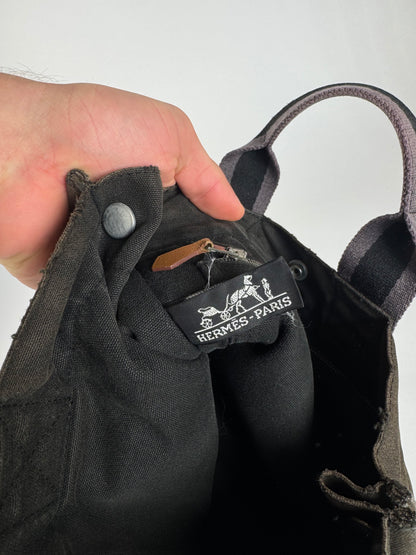 Vintage Hermes Paris Canvas Shopper Grey/Brown