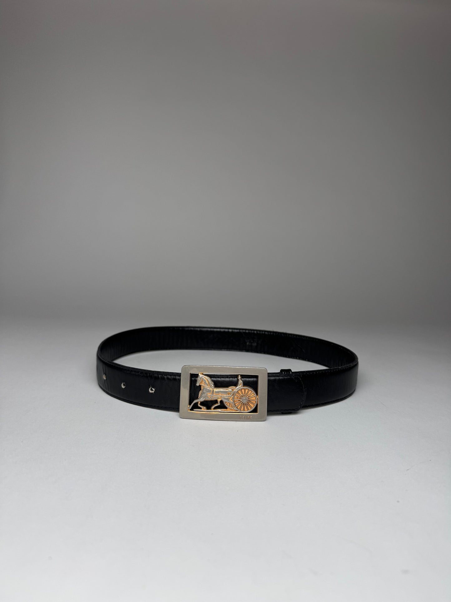 Vintage Celine Paris Leather Belt Black