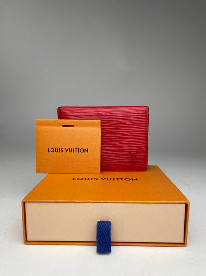 Vintage Louis Vuitton EPI leather Card Holder Red