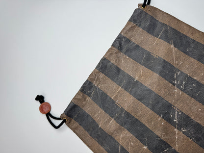 Vintage Fendi Roma Striped Leather Pouch / Bag brown striped