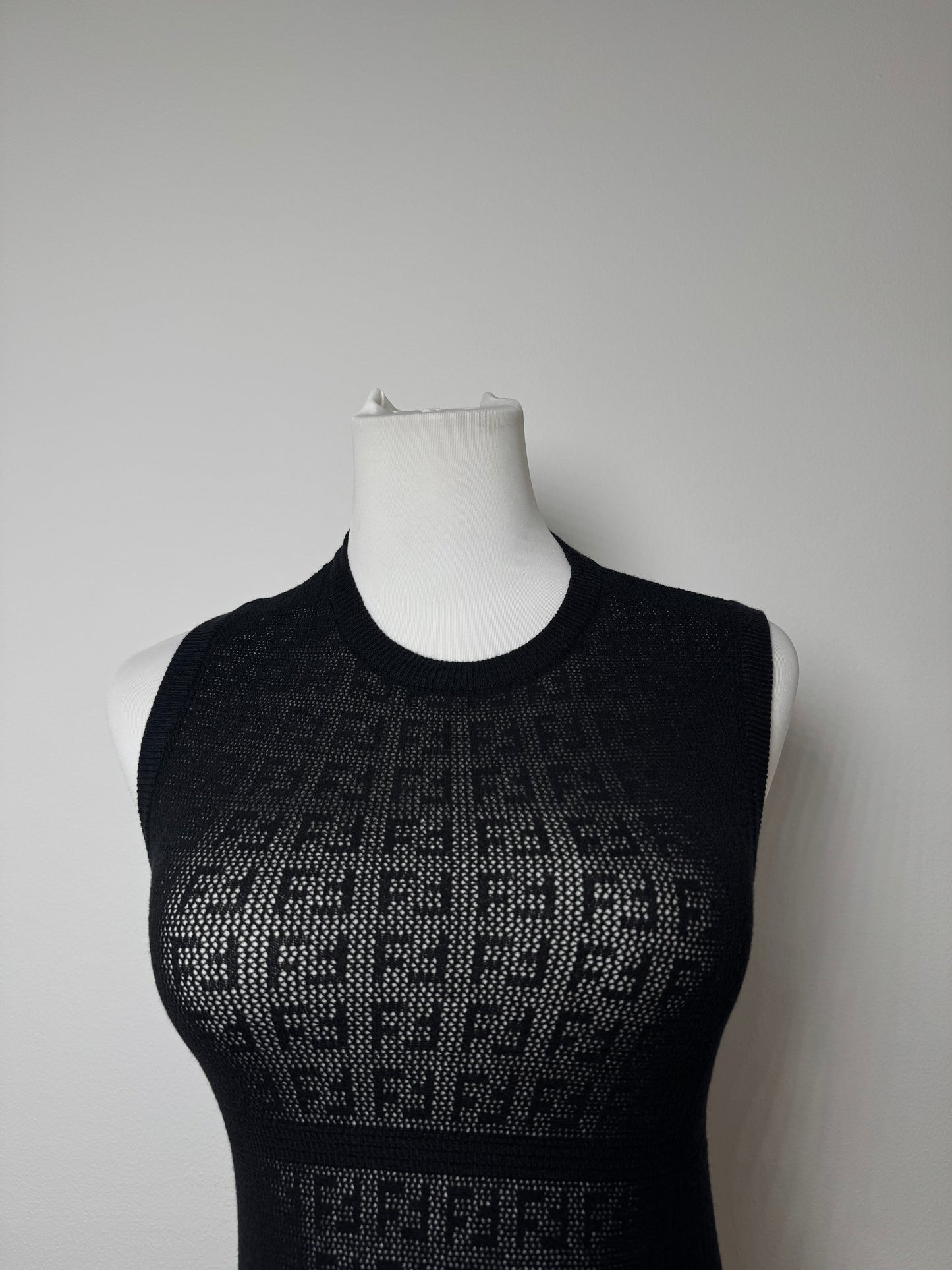Vintage Fendi Monogram wool Dress Black 38/M
