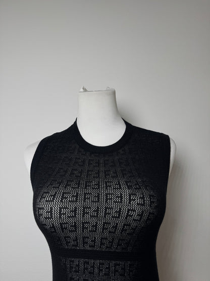 Vintage Fendi Monogram wool Dress Black 38/M