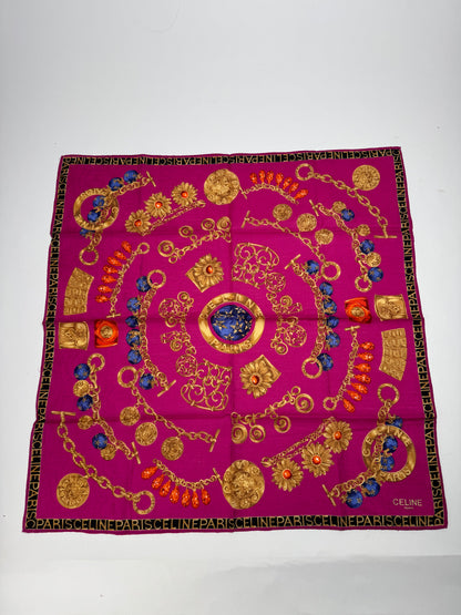 Vintage Celine Paris Silk Scarf Red