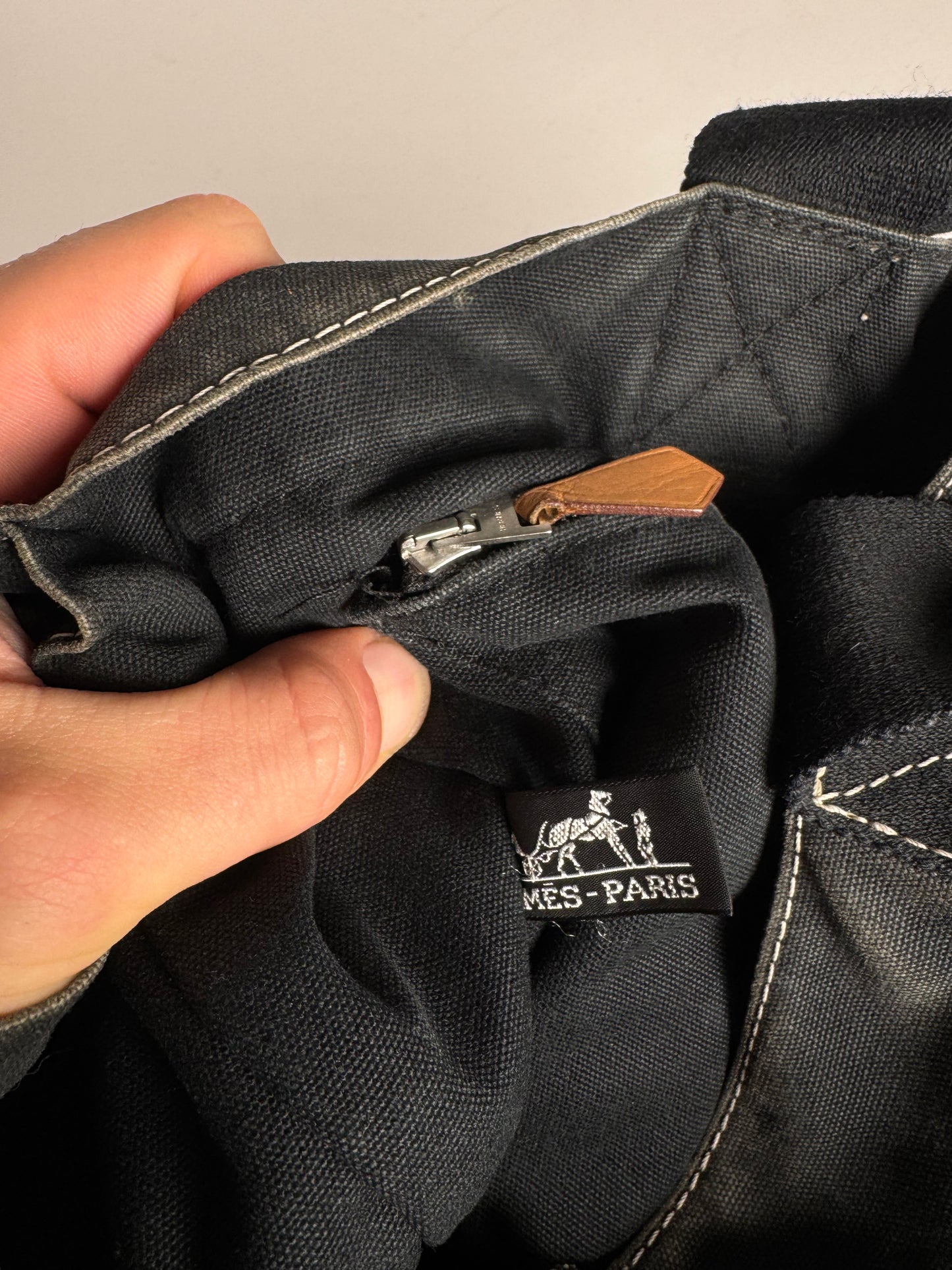 Vintage Hermes Paris Canvas Shopper Black