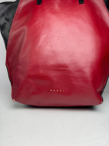 Vintage Marni Leather Shopper Black Red