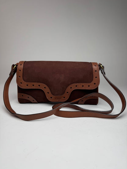 Vintage Chloe Leather Suede Shoulder Bag brown