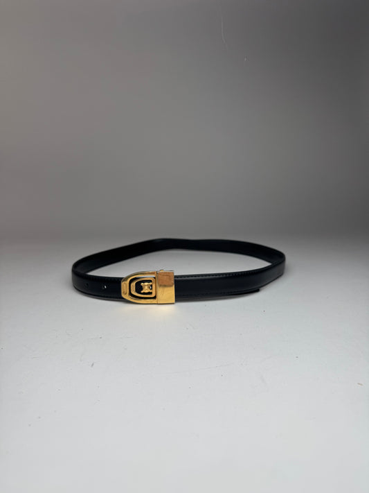 Vintage Celine Paris Leather Belt Black