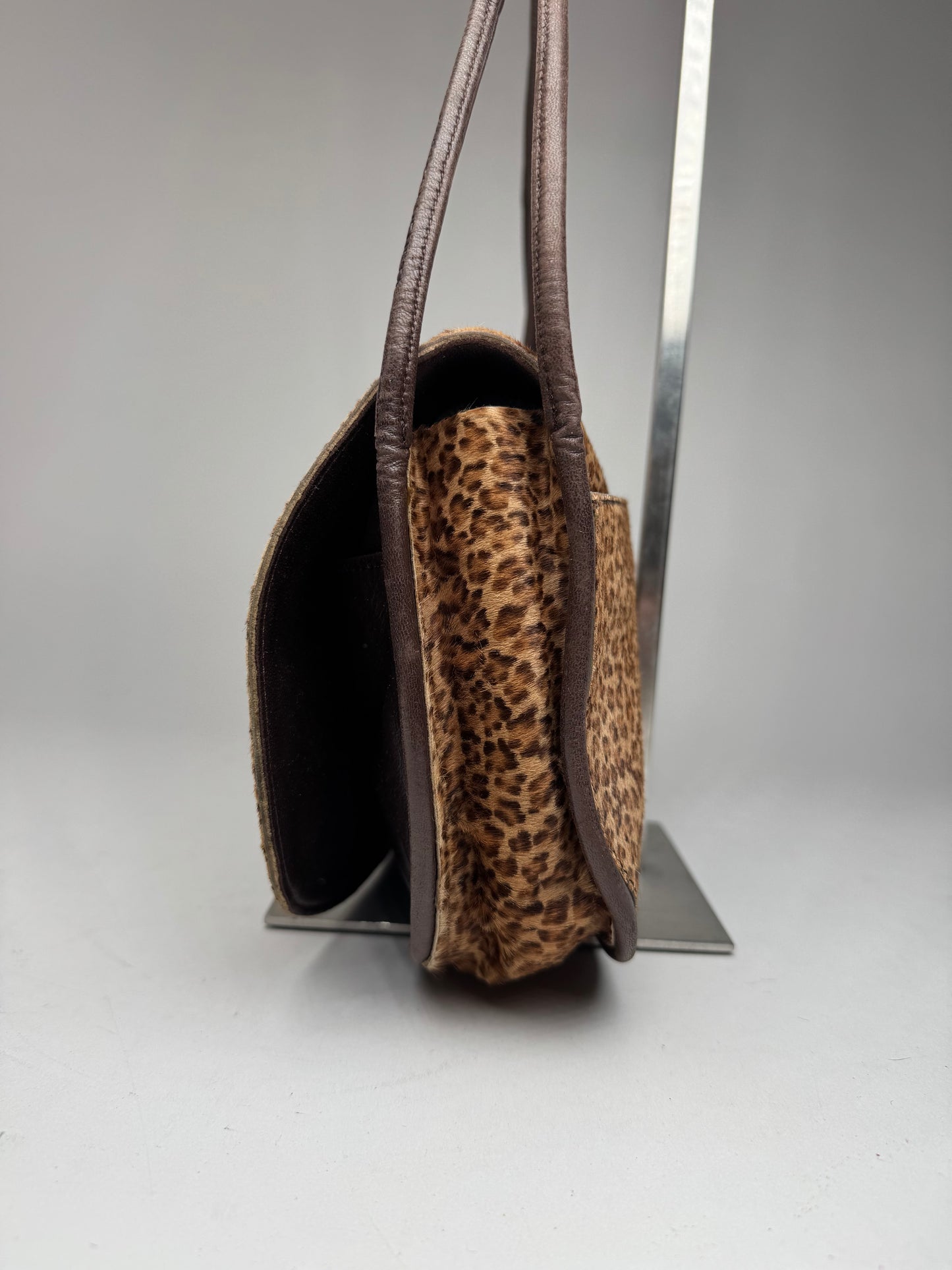 Vintage Bottega Veneta Fur Leather Bag Leopard Brown