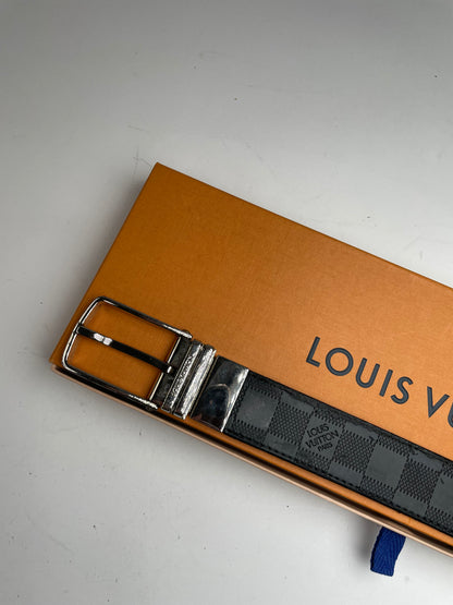 vintage Louis Vuitton Damier Monogram Leather Belt Black