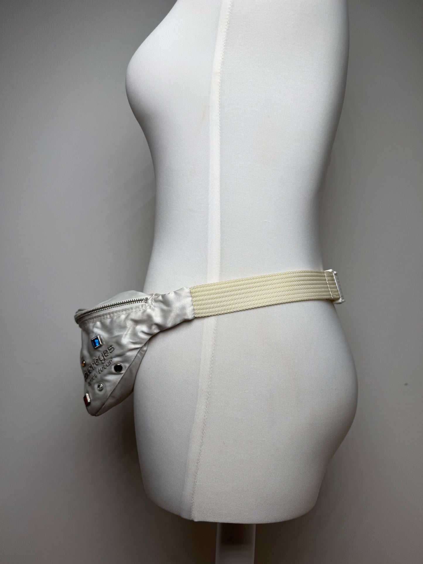 Vintage Courreges Paris Crossbody / Bum Bag Silver white