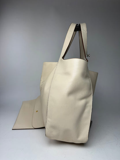 Vintage Stella Mc Cartney Vegan Leather Logo Shopper Bag Beige