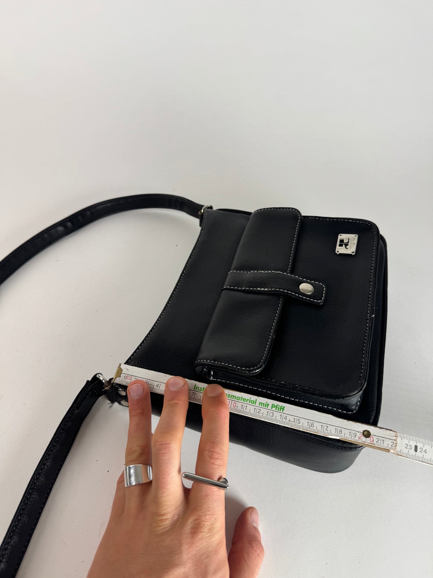 Vintage Courreges Paris Leather Bag Black