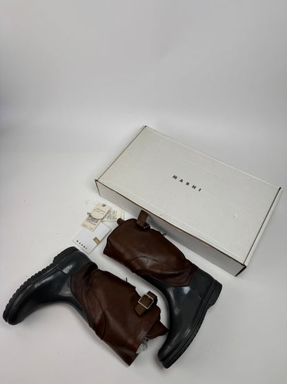 Vintage Marni Leather Boots brown Green EU38