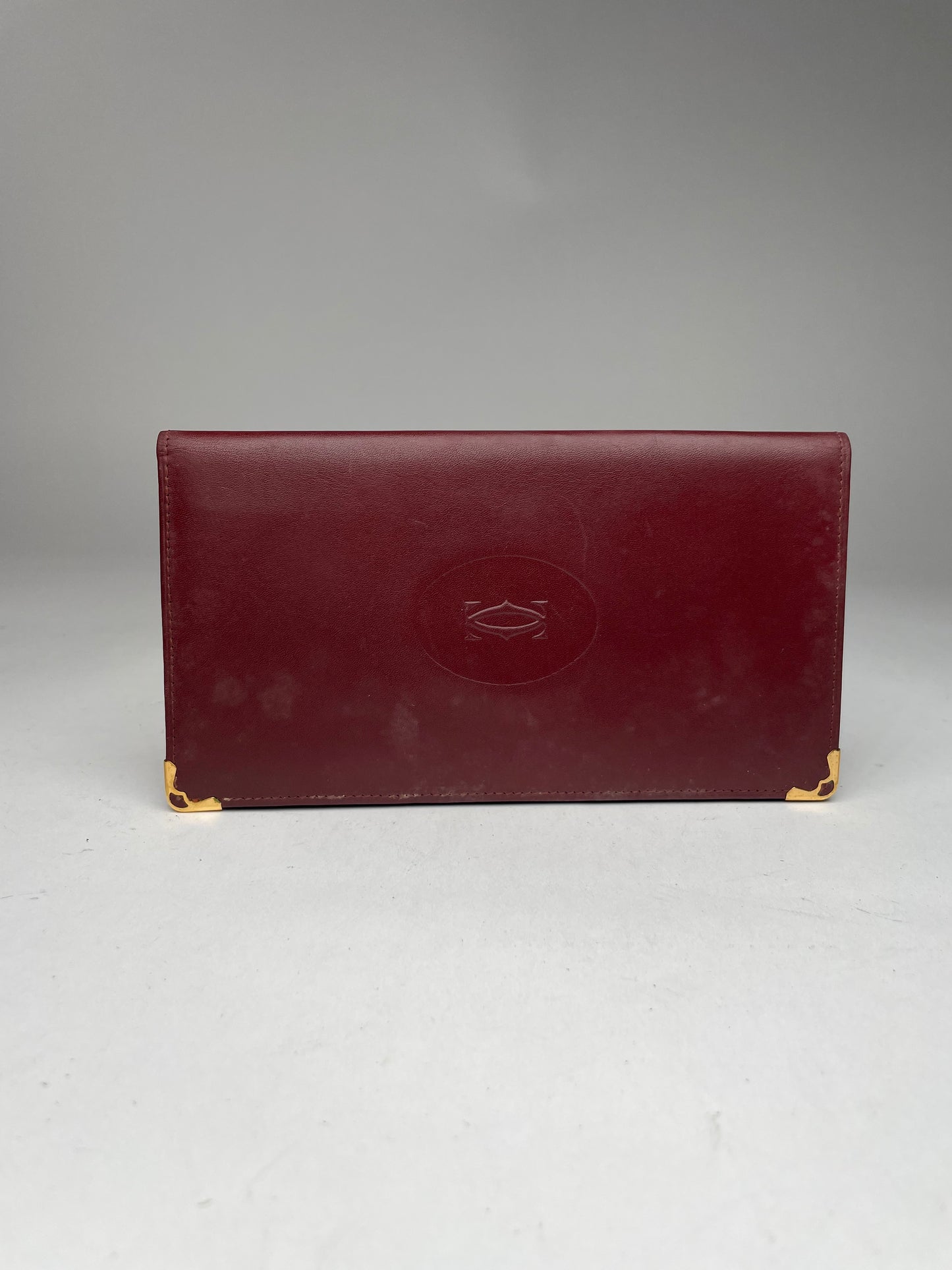 Vintage Cartier Leather ID Holder Burgundy