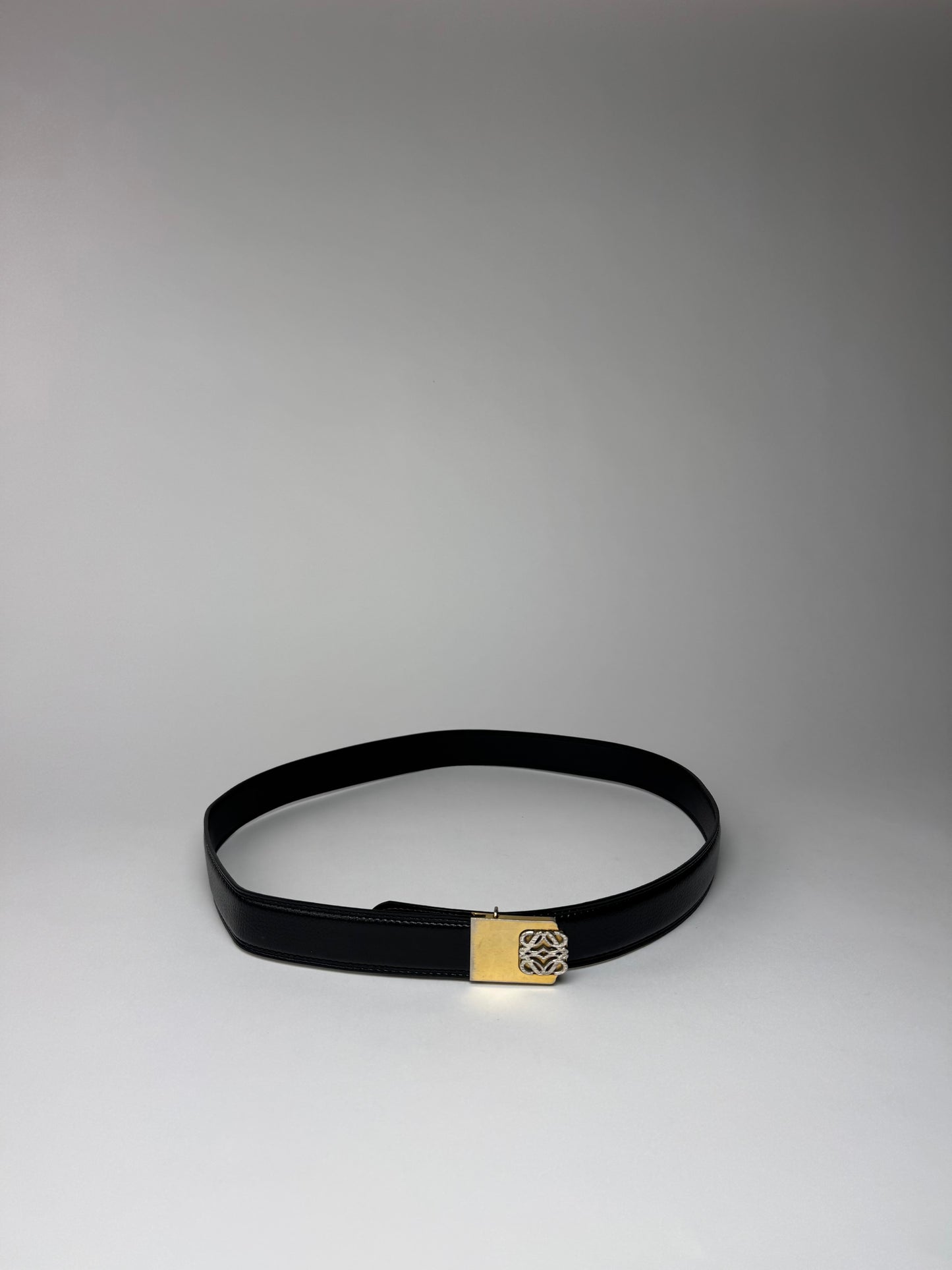 Vintage Loewe Madrid Leather Belt Black Amazona