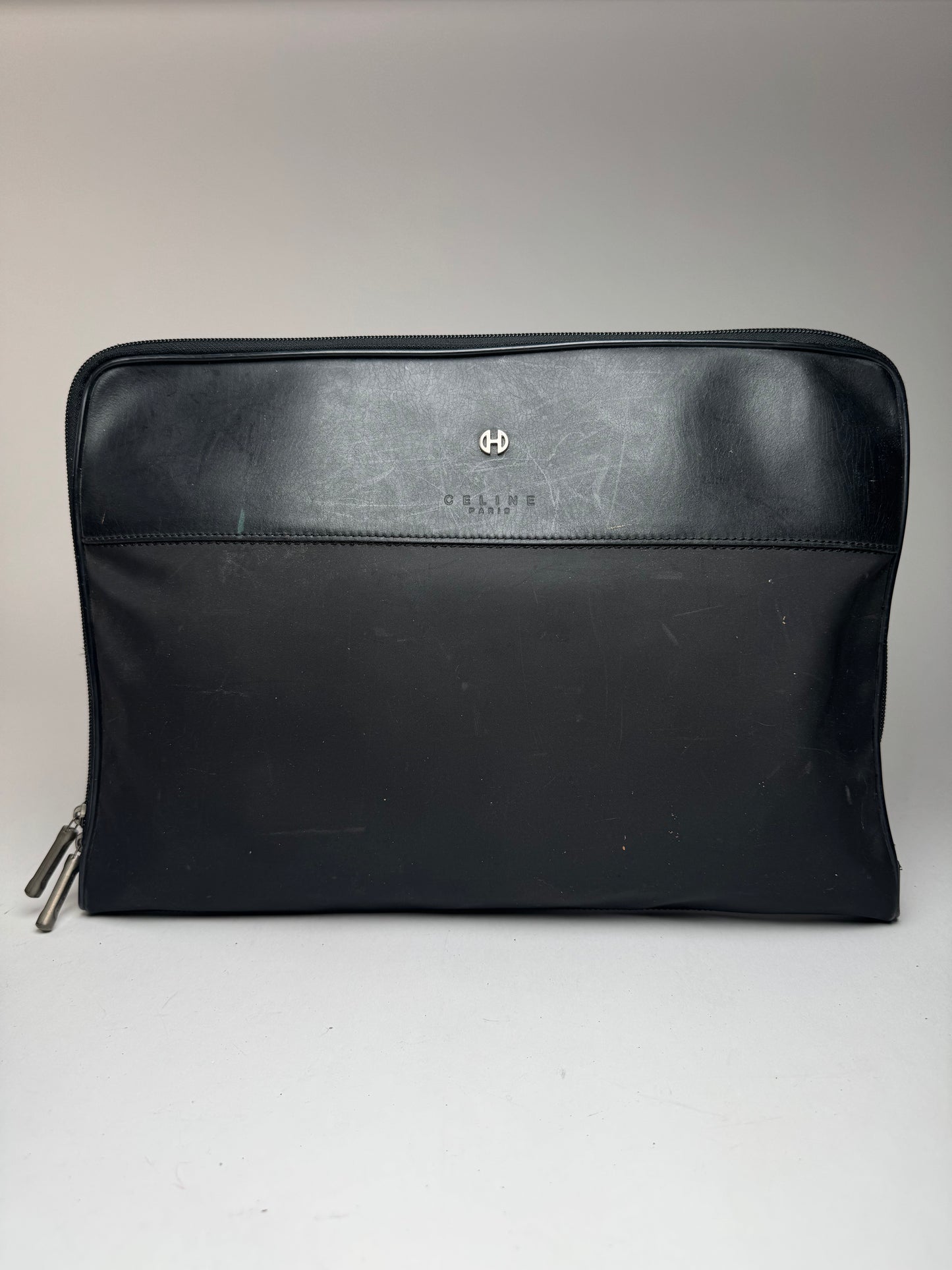 Vintage Celine Paris Leather Clutch Black