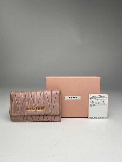 Vintage Miu Miu Metallasse leather Key Holder Rose