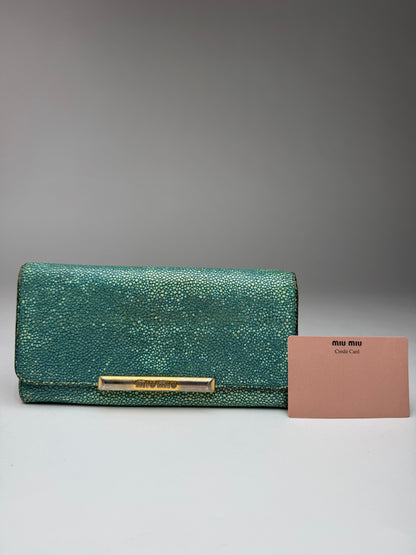 Vintage Miu Miu Leather Wallet Turquoise