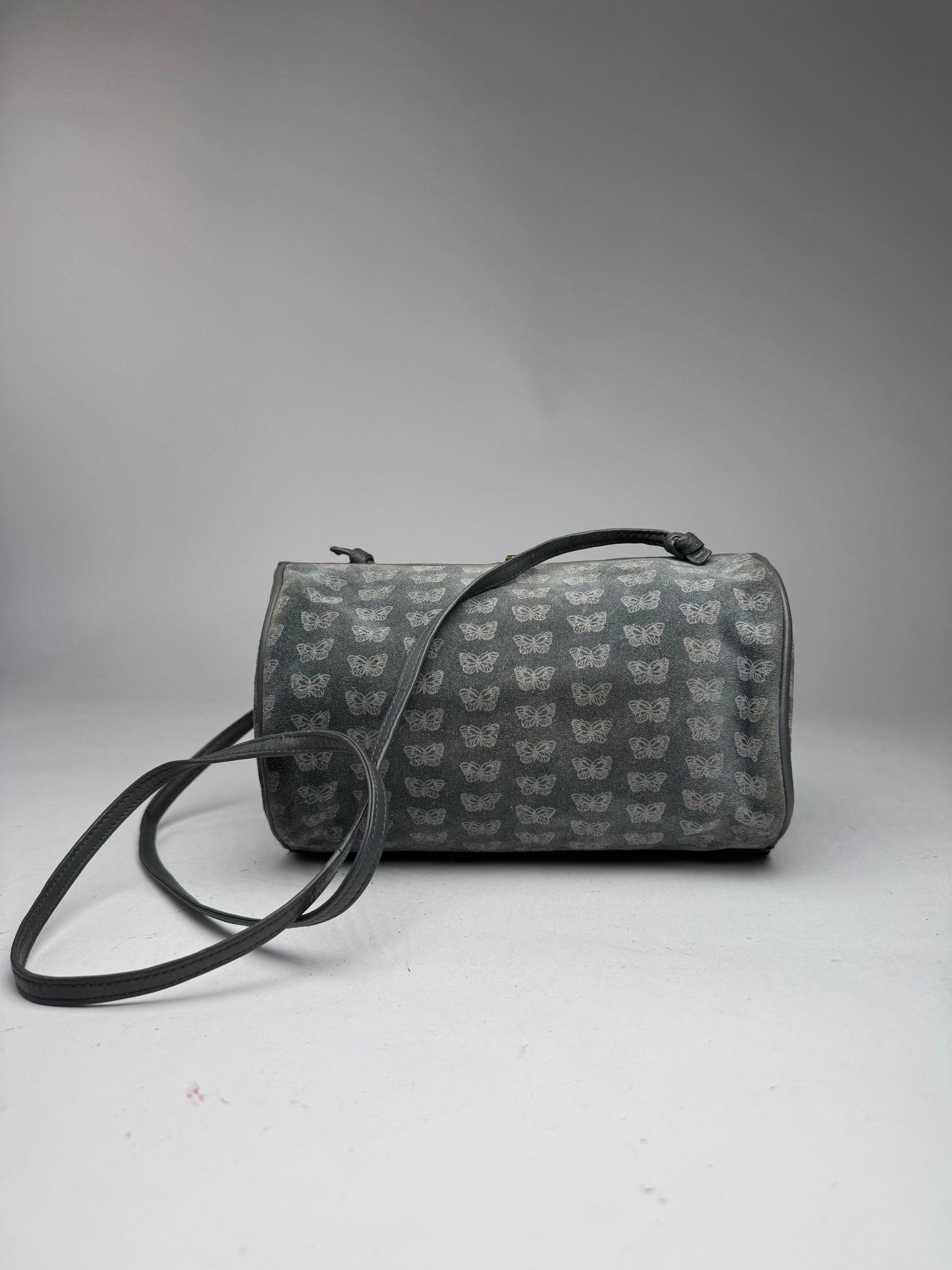 Vintage Bottega Veneta Suede Monogram Bag Grey